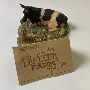 Lowell Davis Schmid 1984 Jersey Cow w/bunny sculpture Pasture Pal